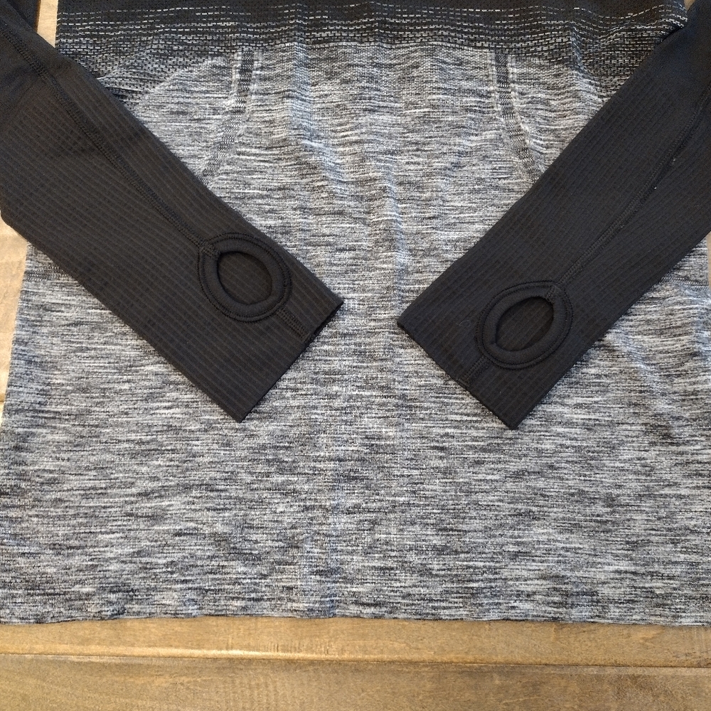 LULULEMON Women's Swiftly Tech long-sleeve black gray ombre top - 6 - Picture 9 of 14